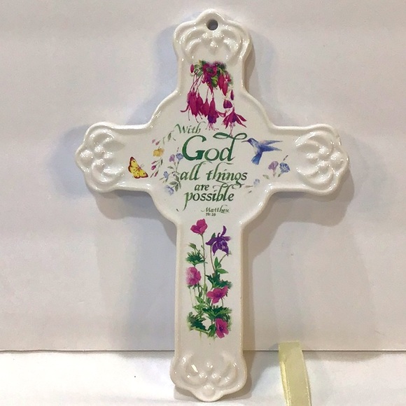 Lady Jayne porcelain floral cross 2003 - Picture 1 of 3